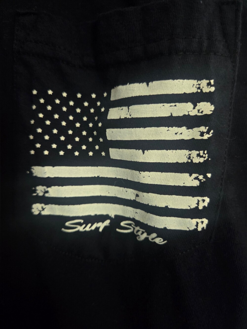 Surf Style Black Tee with White Logo Print